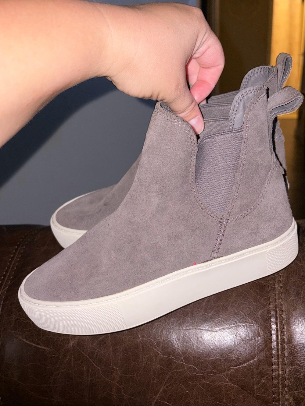 Women’s Slip-On Suede Chelsea Sneakers in Taupe
